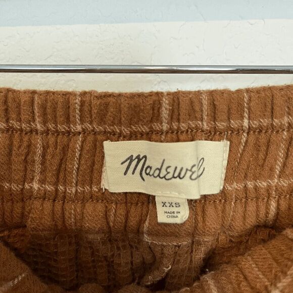 Madewell Warm Hickory Windowpane Plaid Waffleback Tapered Pants Women's Size XXS - Picture 5 of 6